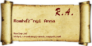 Romhányi Anna névjegykártya