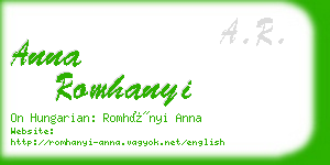 anna romhanyi business card